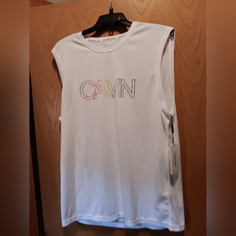 Mens Size Large, Calvin Klein White Sleeveless Top